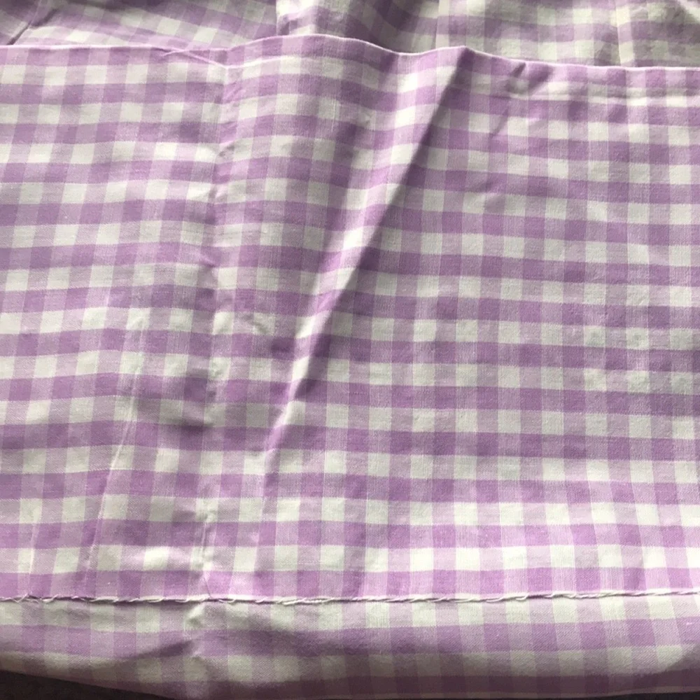 Lavender and White Gingham Vintage Kitchen Half Apron Handmade Needlework